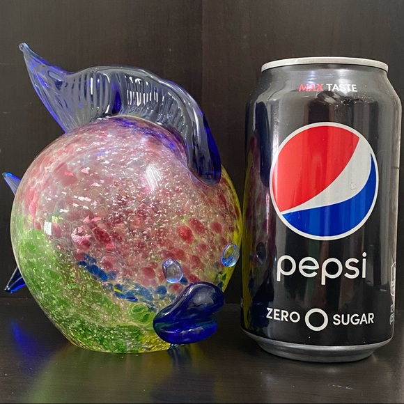 Vintage Rare Murano Glass SIGNED Puffer Fish Silver Speckled Art Glass Sculpture - Picture 5 of 15